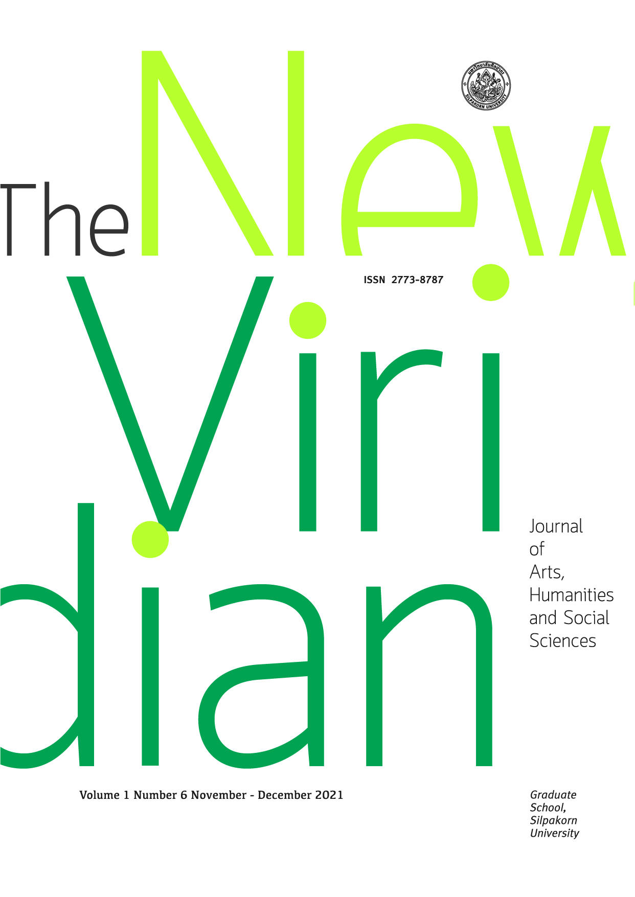 					View Vol. 1 No. 6 (2021): The New Viridian Journal of Arts, Humanities and Social Sciences ( November – December 2021)
				