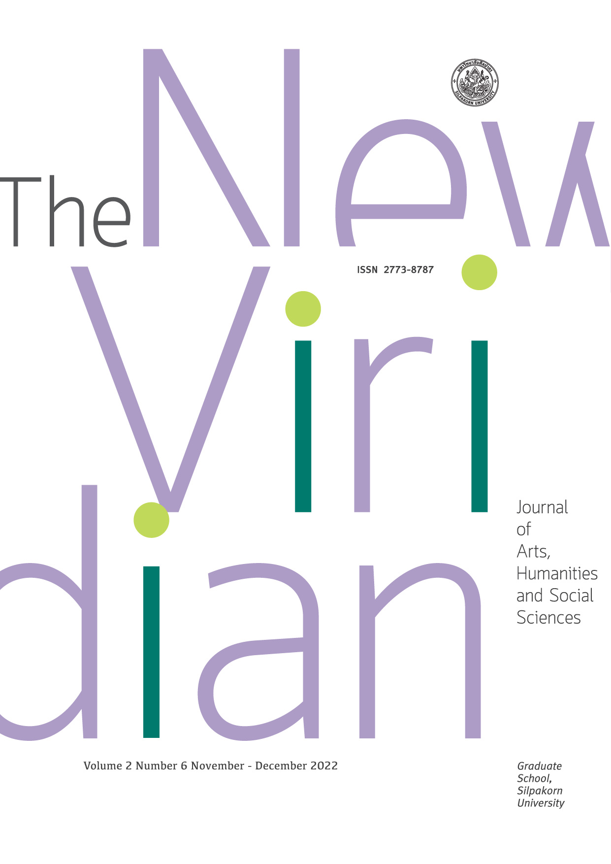 					View Vol. 2 No. 6 (2022): The New Viridian Journal of Arts, Humanities and Social Sciences ( November – December 2022)
				
