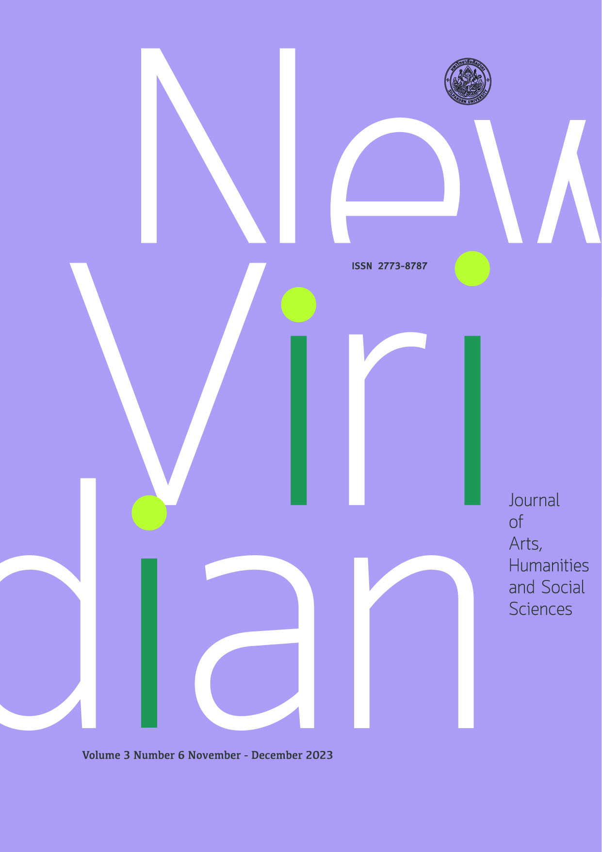 					View Vol. 3 No. 6 (2023): The New Viridian Journal of Arts, Humanities and Social Sciences (November – December 2023)
				